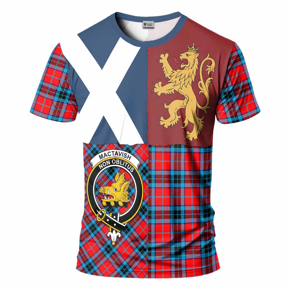 MacTavish (McTavish) Crest Tartan T-Shirt with Lion Rampant Saltire Style