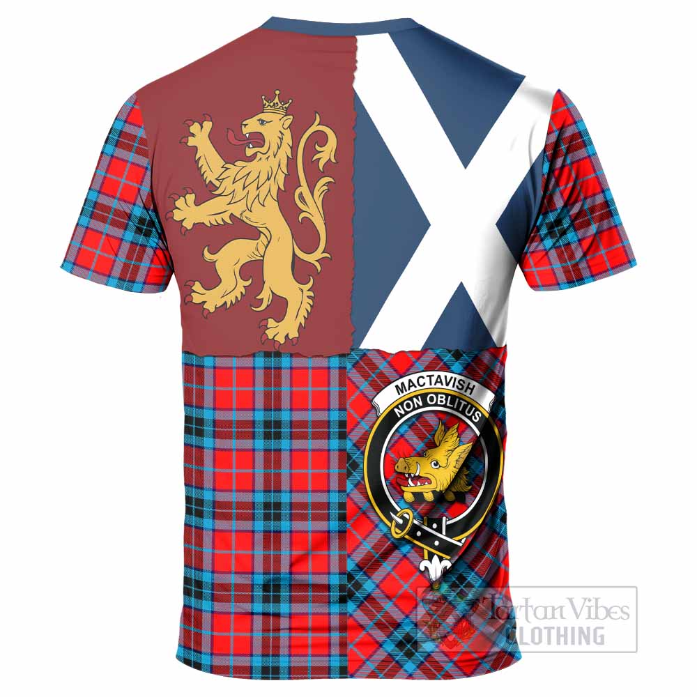 MacTavish (McTavish) Crest Tartan T-Shirt with Lion Rampant Saltire Style