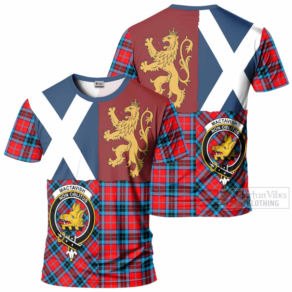MacTavish (McTavish) Crest Tartan T-Shirt with Lion Rampant Saltire Style