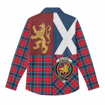 MacTavish (McTavish) Crest Tartan Women Casual Shirt with Lion Rampant Saltire Style