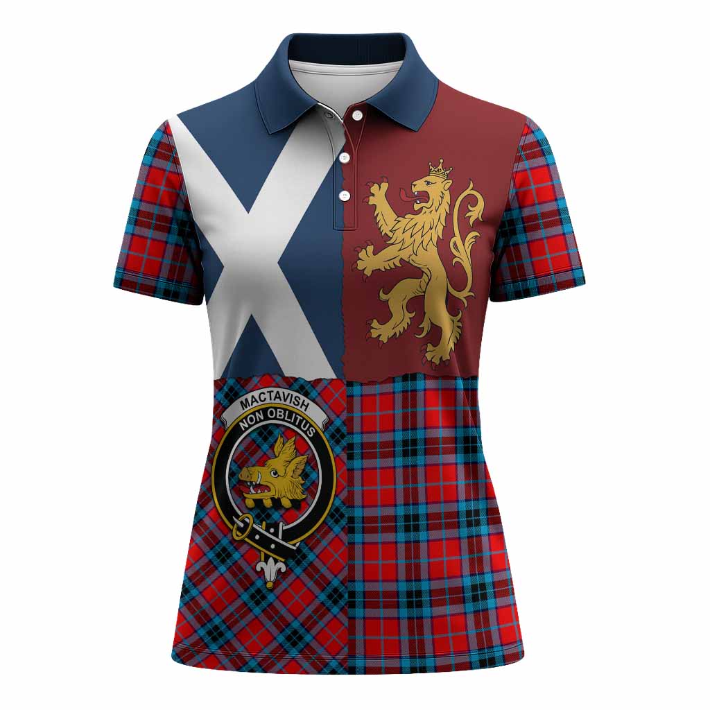 MacTavish (McTavish) Crest Tartan Women Polo Shirt with Lion Rampant Saltire Style
