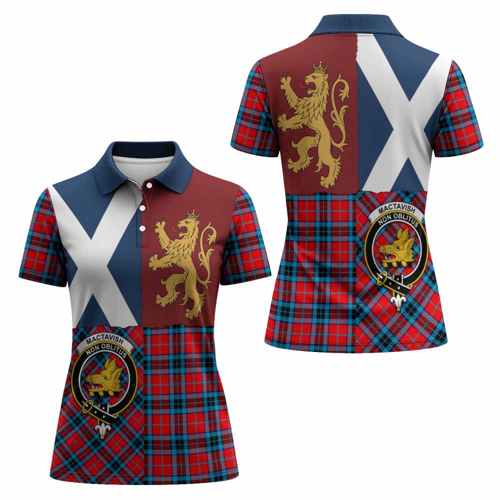 MacTavish (McTavish) Crest Tartan Women Polo Shirt with Lion Rampant Saltire Style