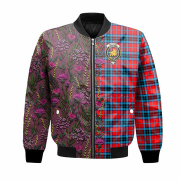 MacTavish (McTavish) Family Crest Tartan Bomber Jacket Scottish Thistle Flower Pattern Half Style