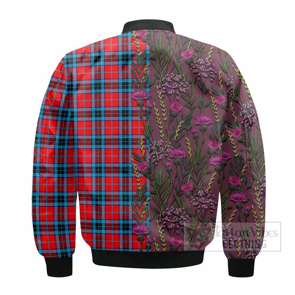 MacTavish (McTavish) Family Crest Tartan Bomber Jacket Scottish Thistle Flower Pattern Half Style - Tartan Vibes Clothing