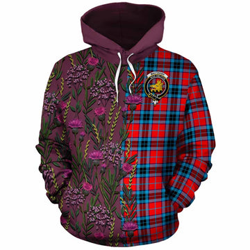 MacTavish (McTavish) Family Crest Tartan Cotton Hoodie Scottish Thistle Flower Pattern Half Style