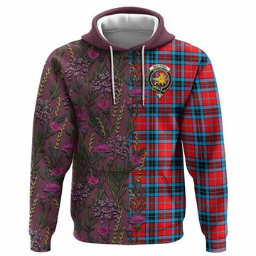 MacTavish (McTavish) Family Crest Tartan Hoodie Scottish Thistle Flower Pattern Half Style