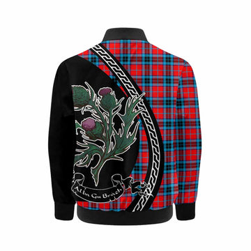 MacTavish (McTavish) Family Crest Tartan Kid Bomber Jacket Alba Thistle Inspired