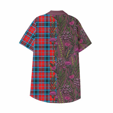 MacTavish (McTavish) Family Crest Tartan Kid Hawaiian Shirt Scottish Thistle Flower Pattern Half Style - Tartan Vibes Clothing