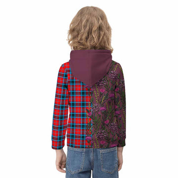 MacTavish (McTavish) Family Crest Tartan Kid Hoodie Scottish Thistle Flower Pattern Half Style