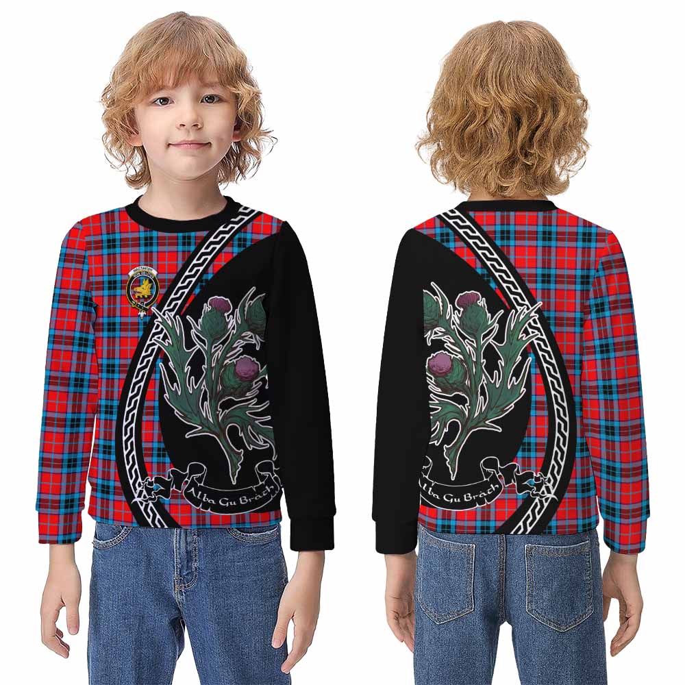 MacTavish (McTavish) Family Crest Tartan Kid Knitted Sweatshirt Alba Thistle Inspired - Tartan Vibes Clothing