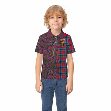 MacTavish (McTavish) Family Crest Tartan Kid Polo Shirt Scottish Thistle Flower Pattern Half Style - Tartan Vibes Clothing