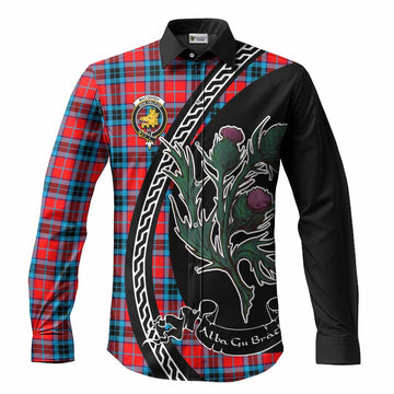 MacTavish (McTavish) Family Crest Tartan Long Sleeve Button Shirts Alba Thistle Inspired