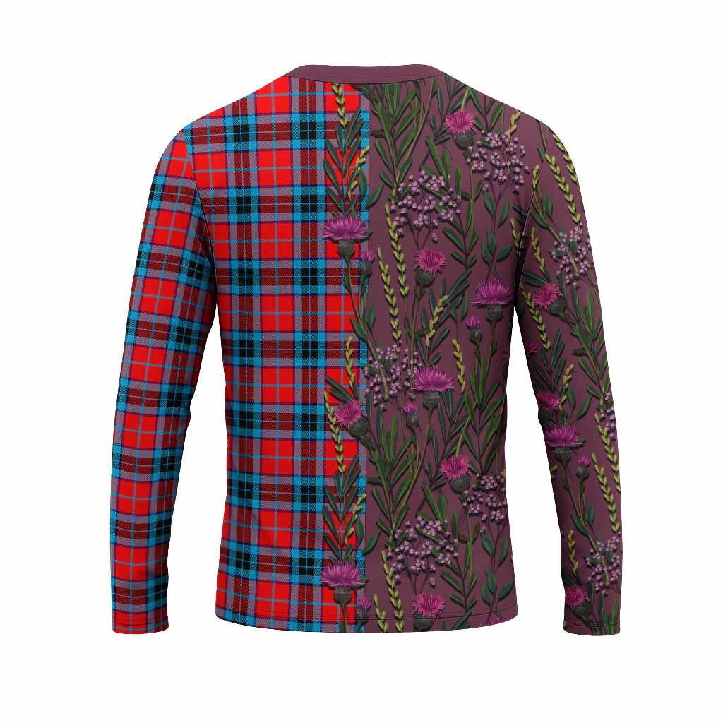 MacTavish (McTavish) Family Crest Tartan Long Sleeve T-Shirt Scottish Thistle Flower Pattern Half Style - Tartan Vibes Clothing