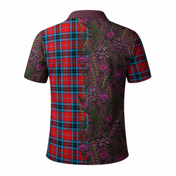MacTavish (McTavish) Family Crest Tartan Polo Shirt Scottish Thistle Flower Pattern Half Style