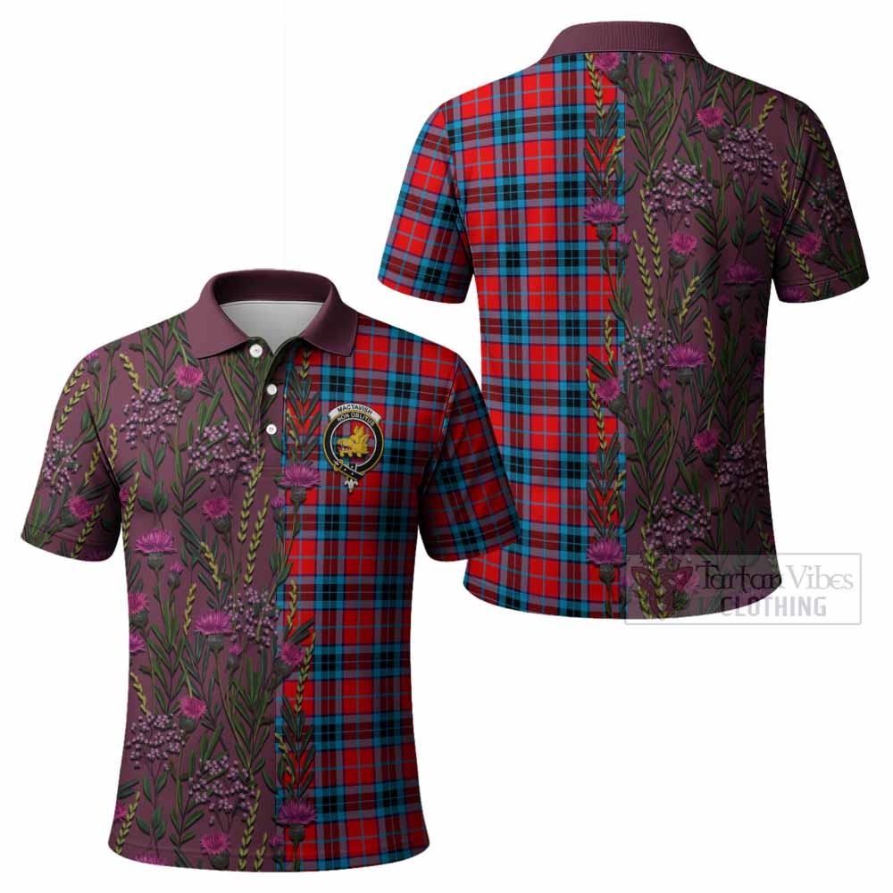 MacTavish (McTavish) Family Crest Tartan Polo Shirt Scottish Thistle Flower Pattern Half Style - Tartan Vibes Clothing