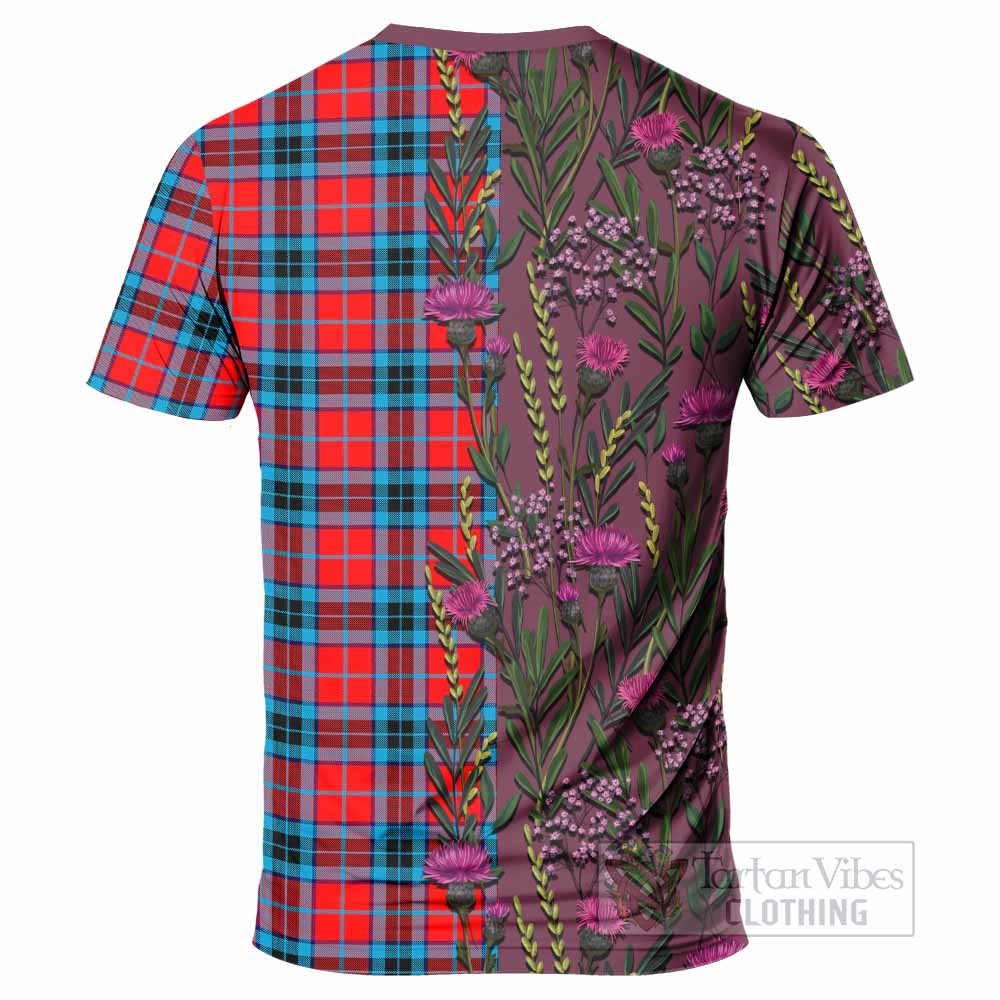 MacTavish (McTavish) Family Crest Tartan T-Shirt Scottish Thistle Flower Pattern Half Style - Tartan Vibes Clothing