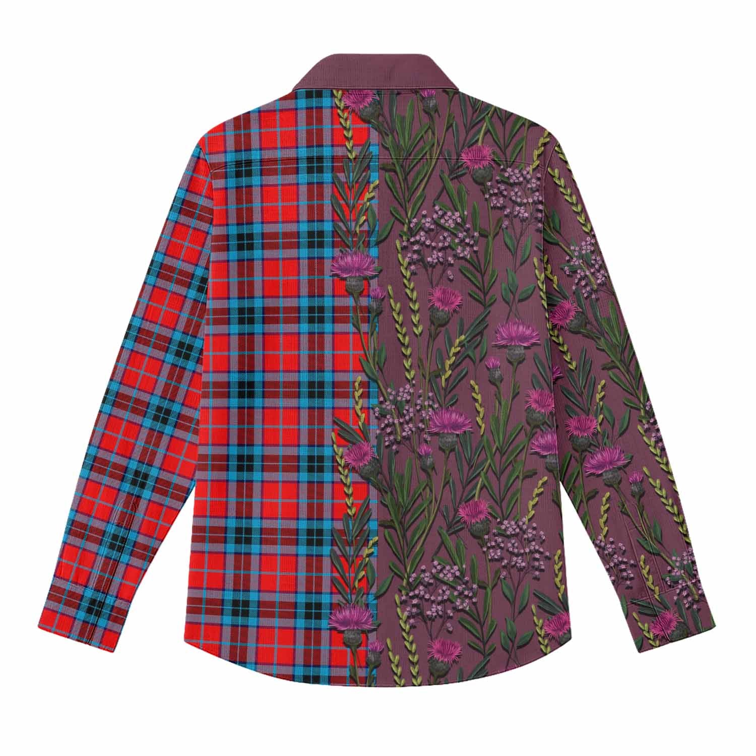 MacTavish (McTavish) Family Crest Tartan Women Casual Shirt Scottish Thistle Flower Pattern Half Style - Tartan Vibes Clothing