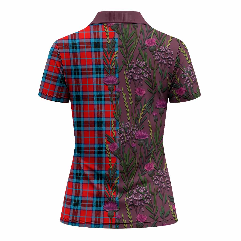 MacTavish (McTavish) Family Crest Tartan Women Polo Shirt Scottish Thistle Flower Pattern Half Style - Tartan Vibes Clothing