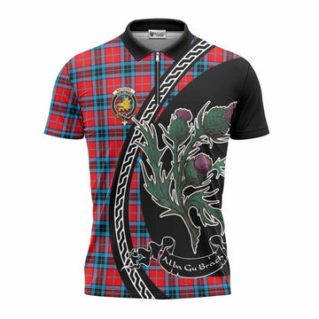 MacTavish (McTavish) Family Crest Tartan Zipper Polo Shirt Alba Thistle Inspired