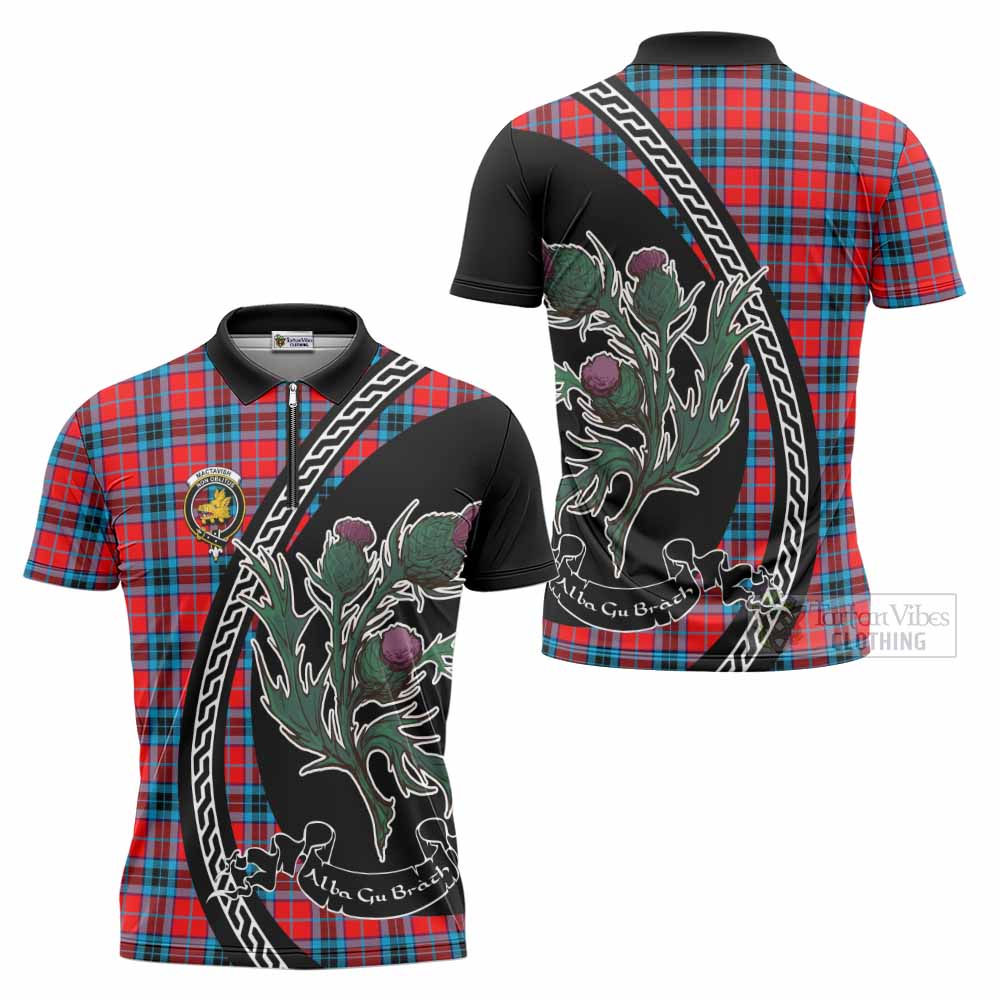 MacTavish (McTavish) Family Crest Tartan Zipper Polo Shirt Alba Thistle Inspired - Tartan Vibes Clothing