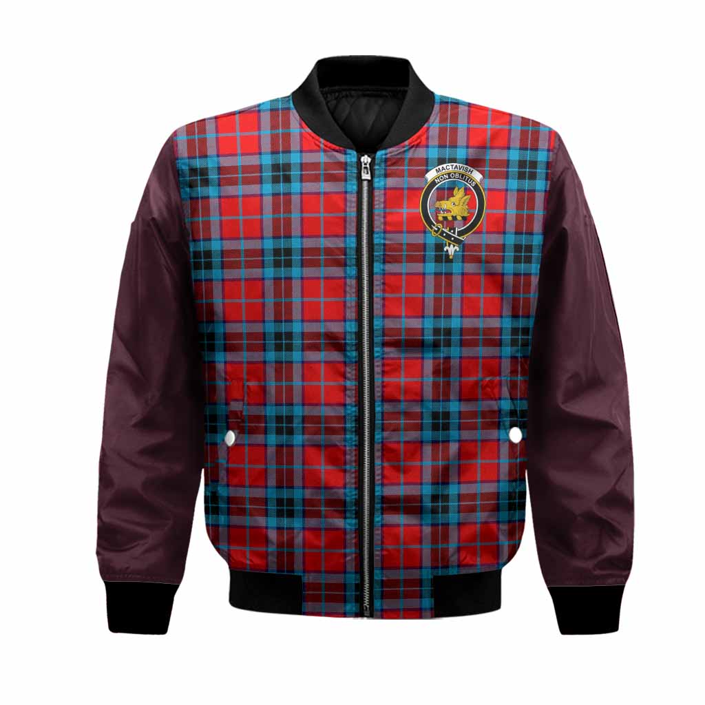 MacTavish (McTavish) Tartan Accent Bomber Jacket with Family Crest
