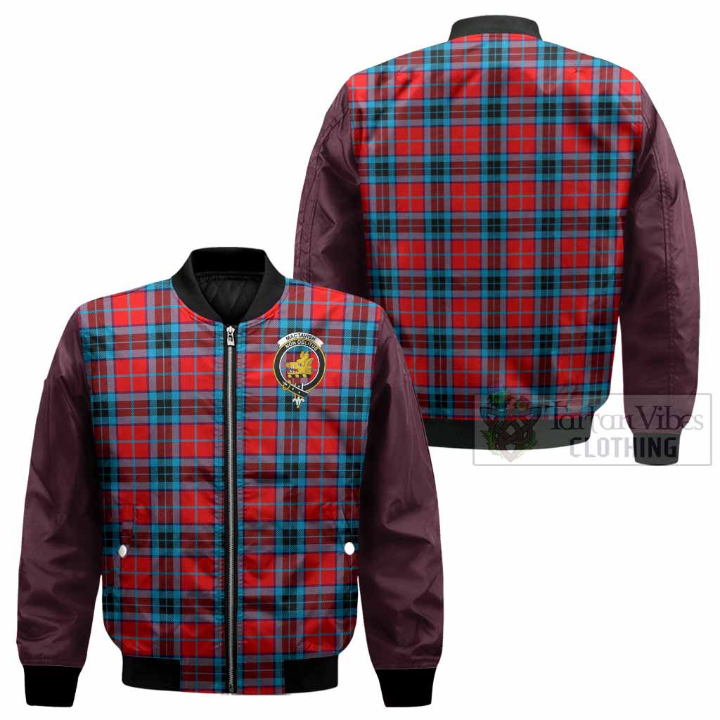 MacTavish (McTavish) Tartan Accent Bomber Jacket with Family Crest