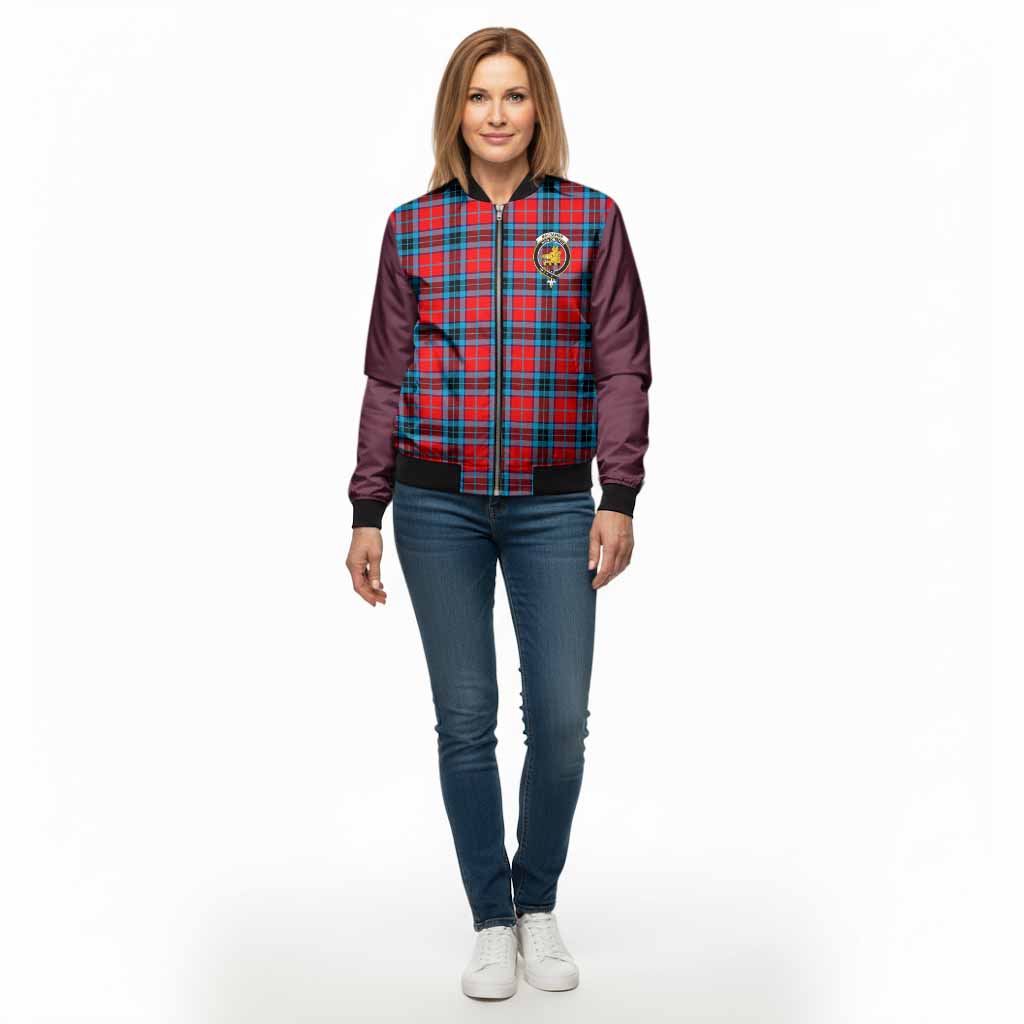 MacTavish (McTavish) Tartan Accent Bomber Jacket with Family Crest
