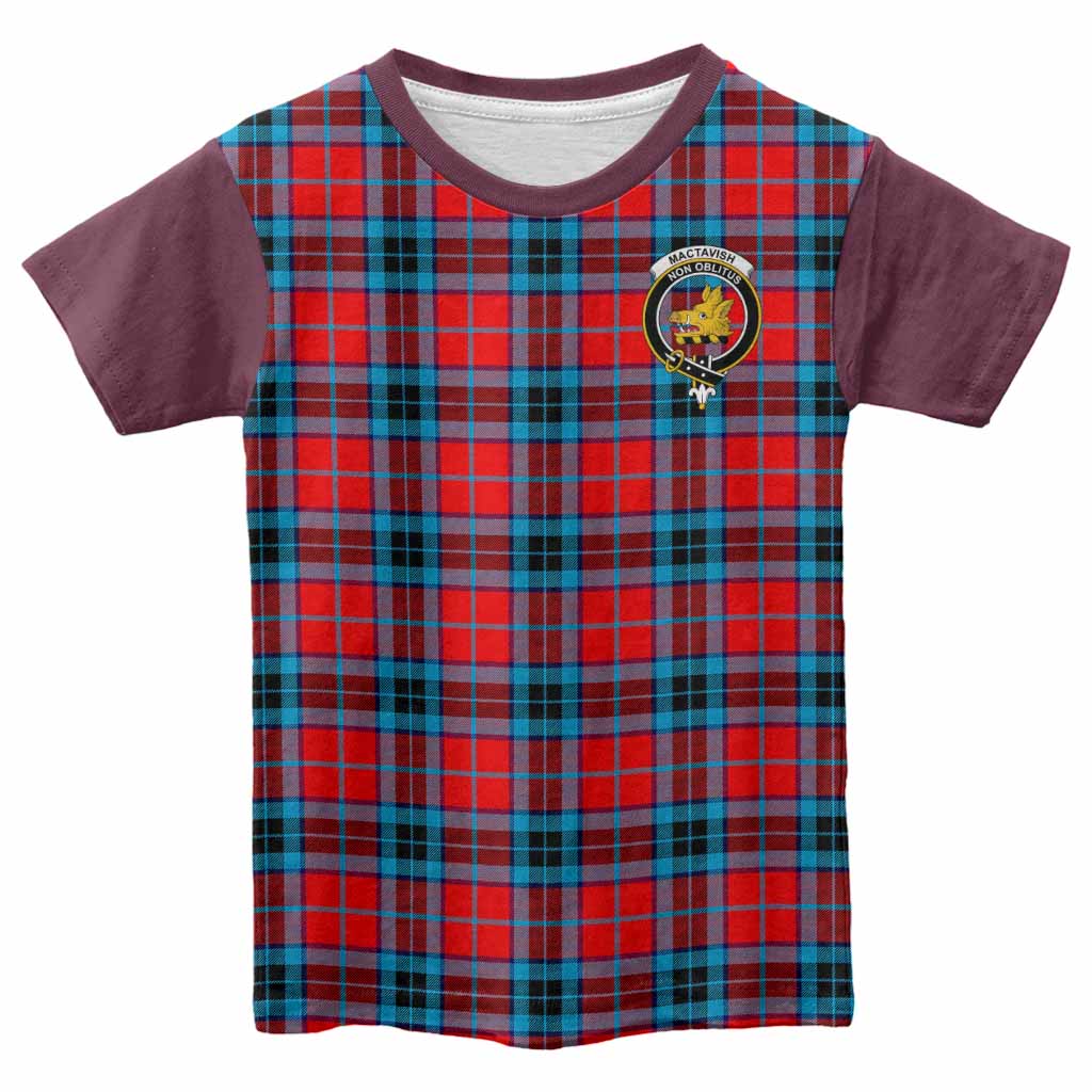 MacTavish (McTavish) Tartan Accent Kid T-shirt with Family Crest