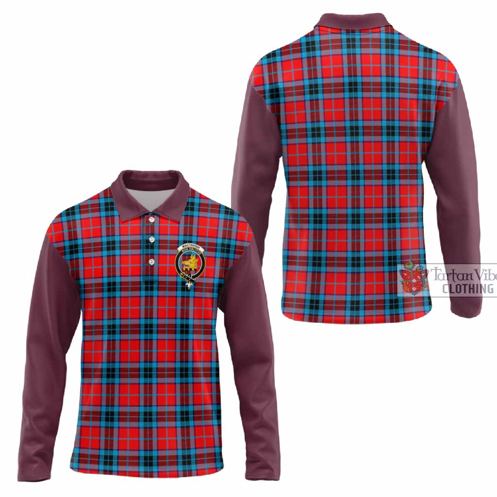 MacTavish (McTavish) Tartan Accent Long Sleeve Polo Shirt with Family Crest