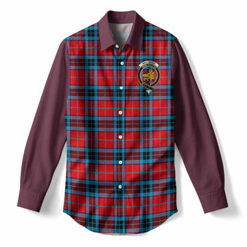 MacTavish (McTavish) Tartan Accent Women Casual Shirt with Family Crest