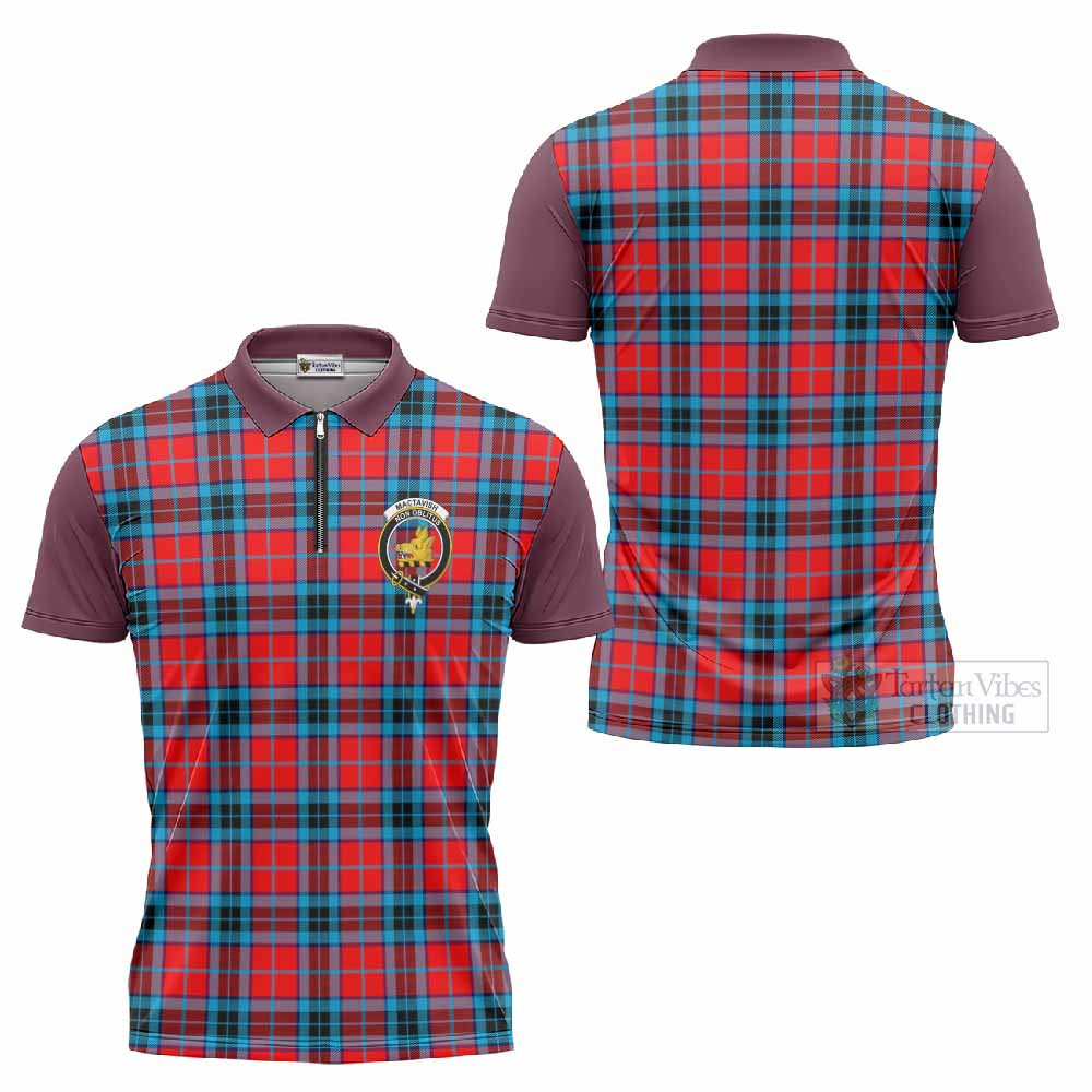 MacTavish (McTavish) Tartan Accent Zipper Polo Shirt with Family Crest