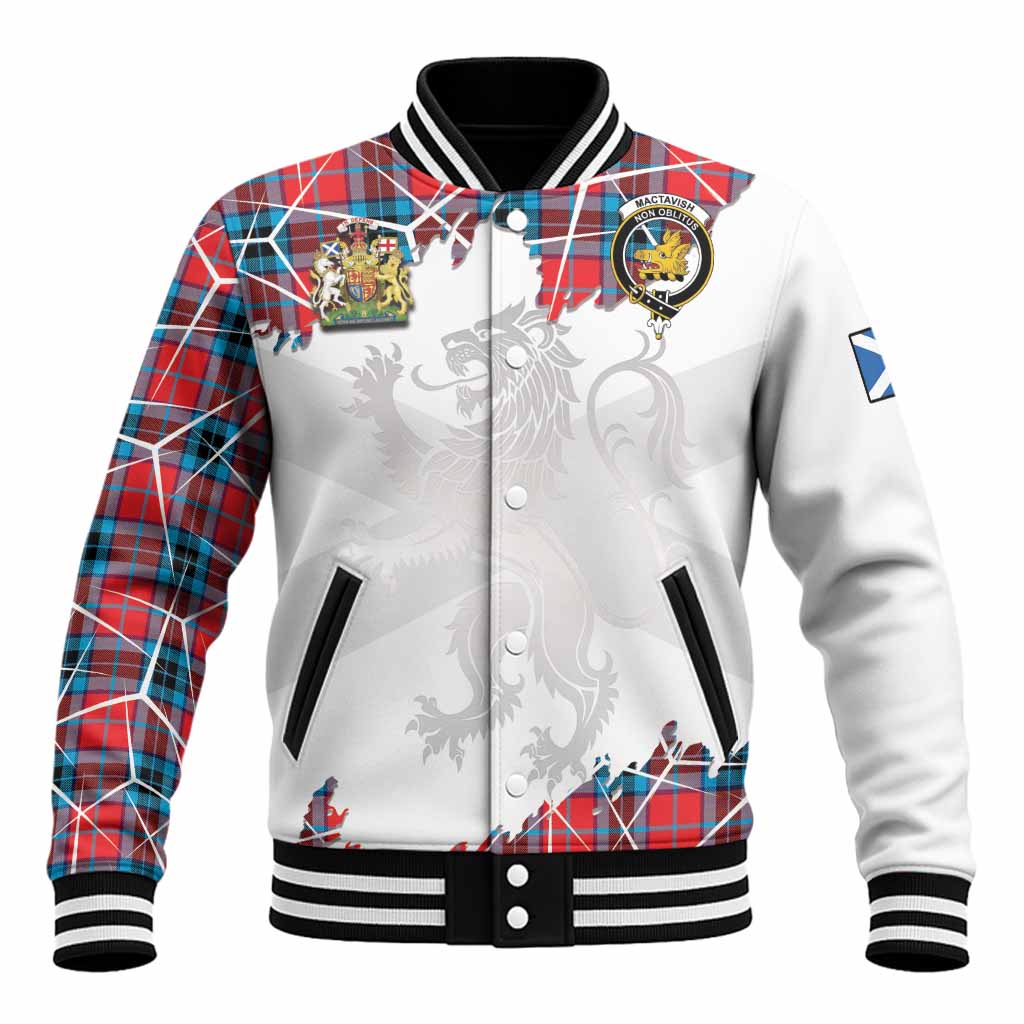 MacTavish (McTavish) Tartan Baseball Jacket with Family Crest and Lion Rampant Grunge Style