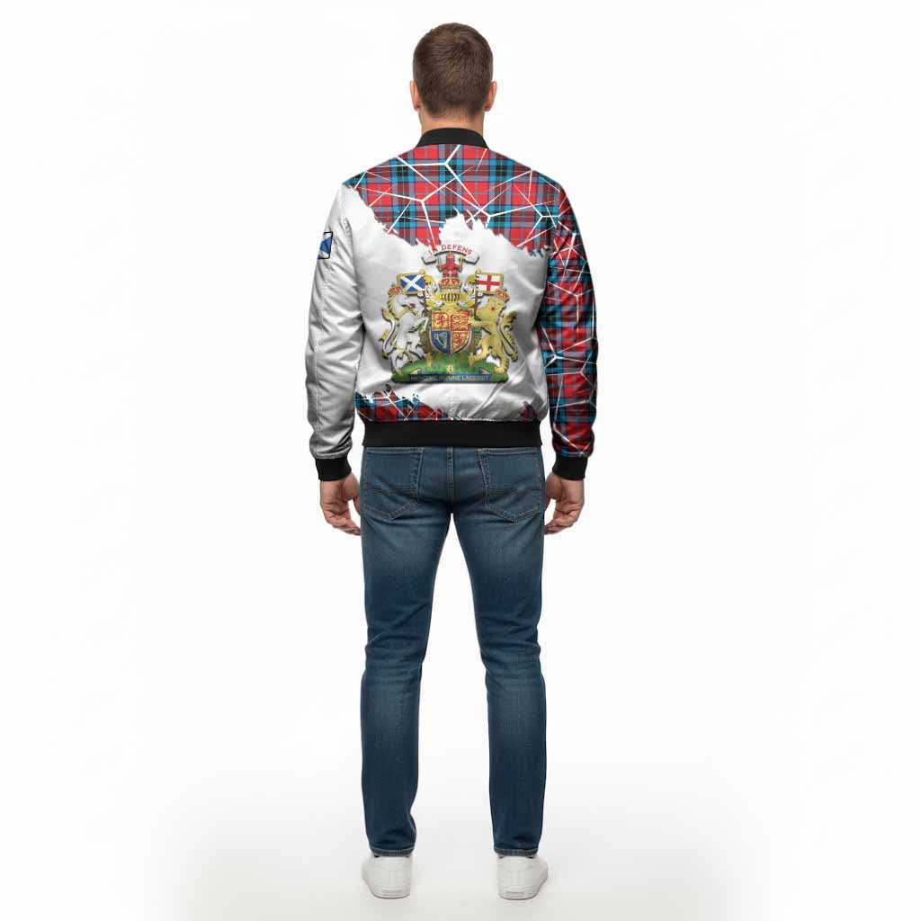 MacTavish (McTavish) Tartan Bomber Jacket with Family Crest and Lion Rampant Grunge Style