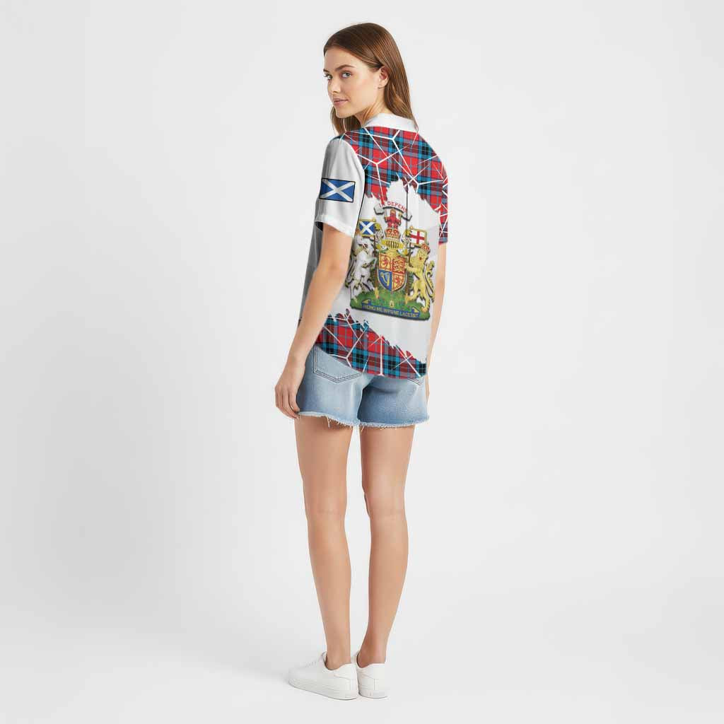 MacTavish (McTavish) Tartan Cotton Hawaiian Shirt with Family Crest and Lion Rampant Grunge Style