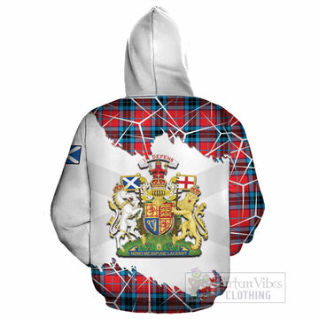 MacTavish (McTavish) Tartan Cotton Hoodie with Family Crest and Lion Rampant Grunge Style