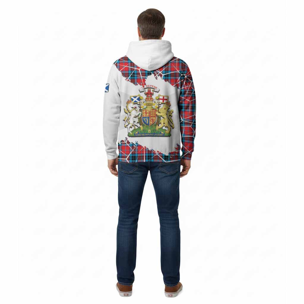 MacTavish (McTavish) Tartan Cotton Hoodie with Family Crest and Lion Rampant Grunge Style