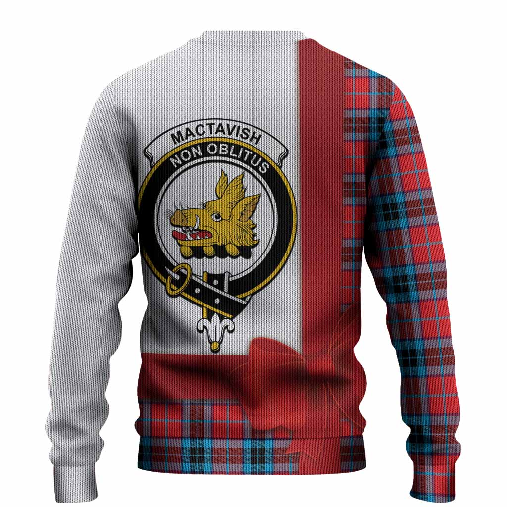 MacTavish (McTavish) Tartan Crest Christmas Christmas Ugly Sweater Highland Cow Bagpipes Coquette Bow Style