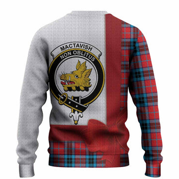 MacTavish (McTavish) Tartan Crest Christmas Christmas Ugly Sweater Highland Cow Bagpipes Coquette Bow Style
