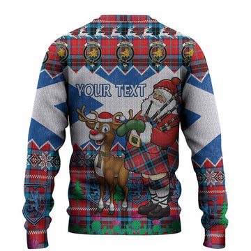 MacTavish (McTavish) Tartan Crest Christmas Christmas Ugly Sweater Scotland Santa With Bagpipes Cute Reindeer