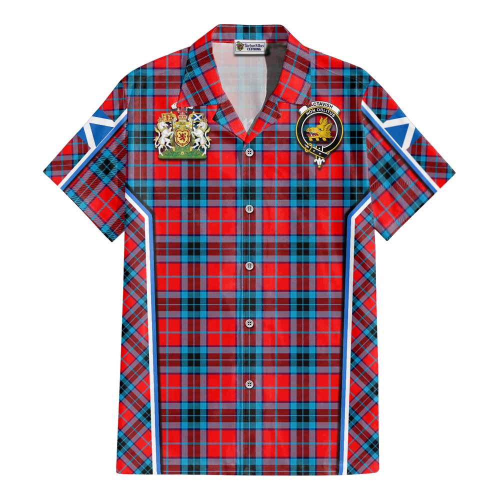 MacTavish (McTavish) Tartan Crest Cotton Hawaiian Shirt Scotland Coat of Arm Flag Style - Tartan Vibes Clothing
