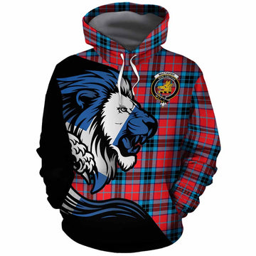 MacTavish (McTavish) Tartan Crest Cotton Hoodie Scottish Golden Lions Wave Flow