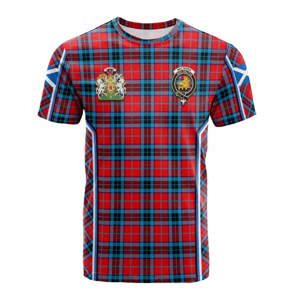 MacTavish (McTavish) Tartan Crest Cotton T-shirt Scotland Coat of Arm Flag Style - Tartan Vibes Clothing