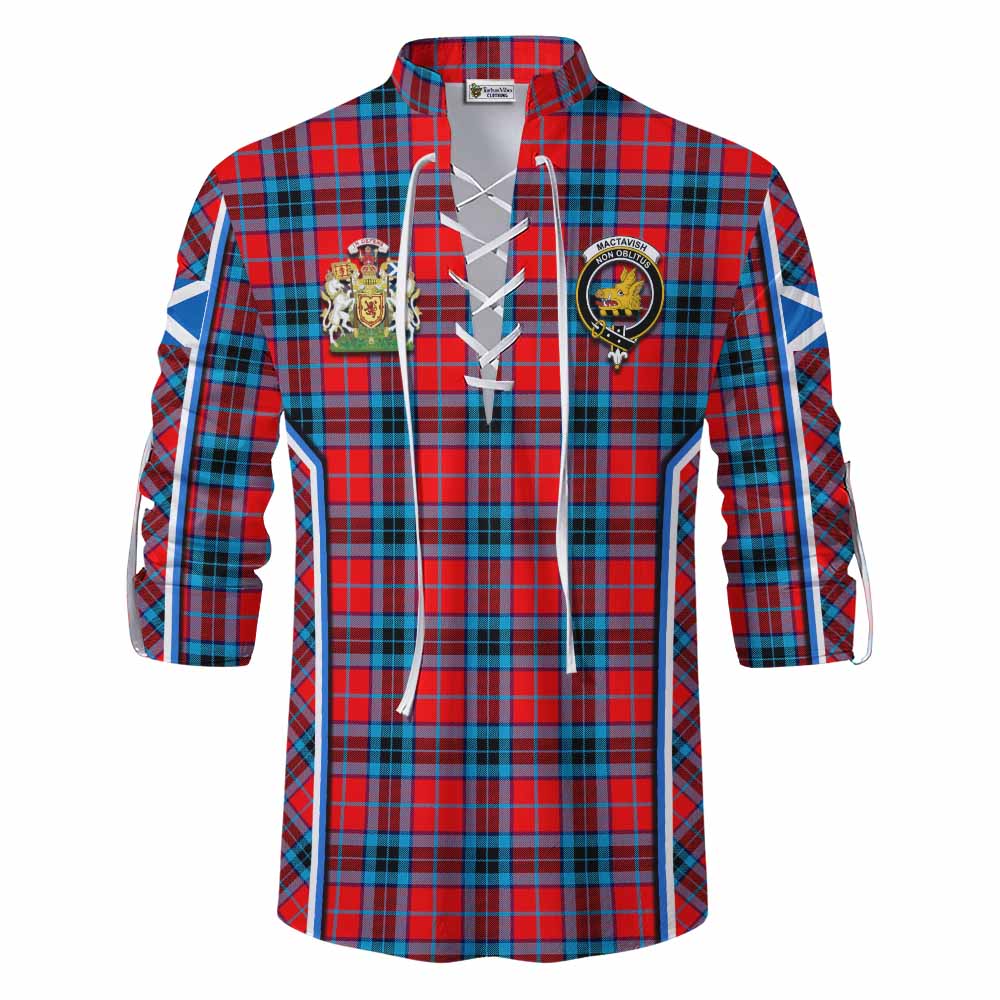 MacTavish (McTavish) Tartan Crest Ghillie Kilt Shirt Scotland Coat of Arm Flag Style - Tartan Vibes Clothing