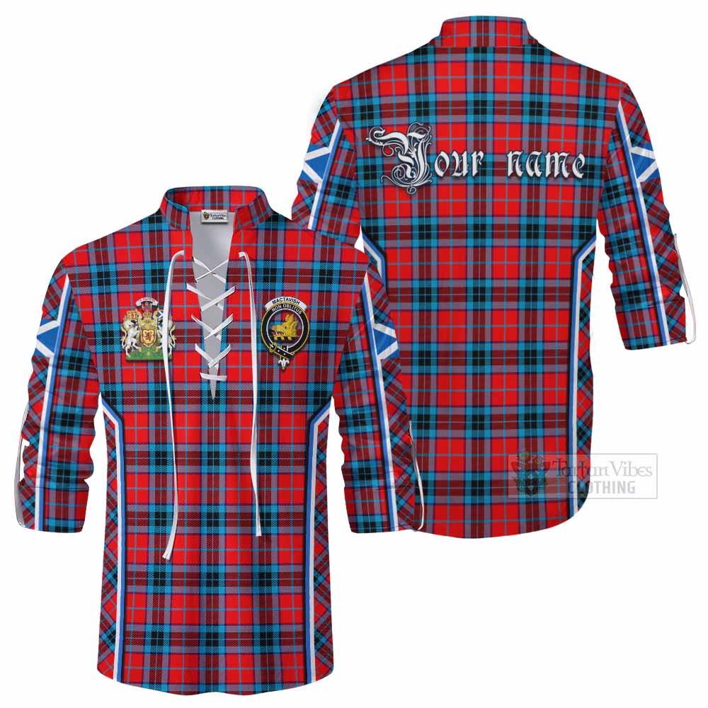 MacTavish (McTavish) Tartan Crest Ghillie Kilt Shirt Scotland Coat of Arm Flag Style - Tartan Vibes Clothing