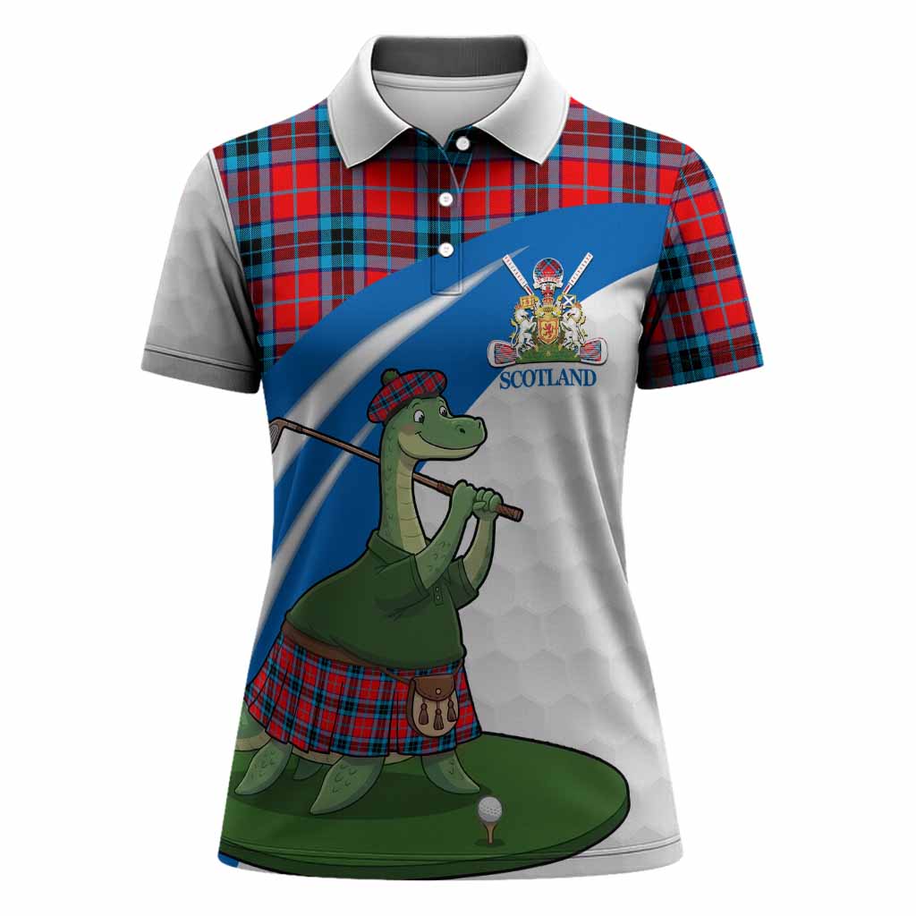 MacTavish (McTavish) Tartan Crest Golf Nessie Women Polo Shirt Loch Ness Monster Sporty Style