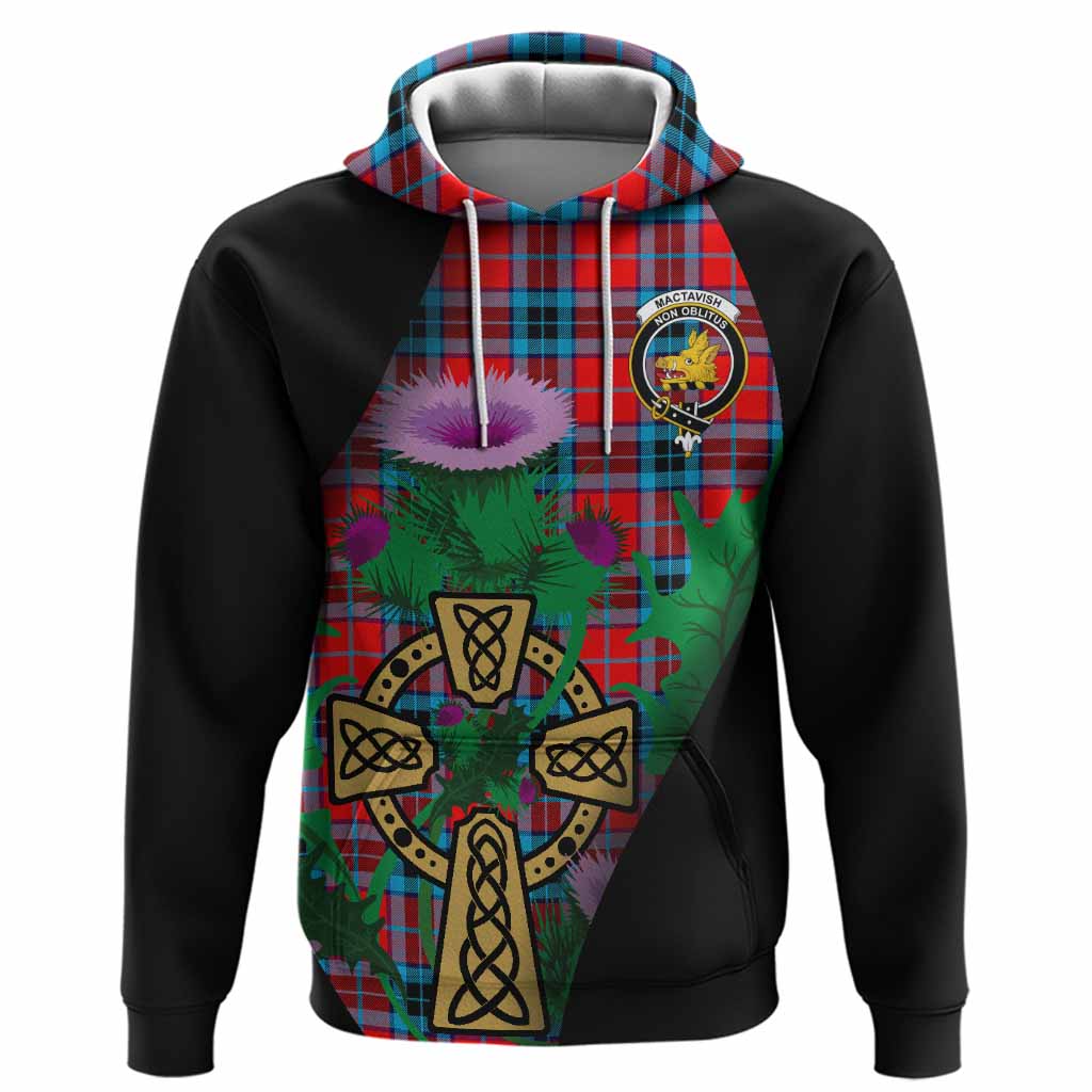 MacTavish (McTavish) Tartan Crest Hoodie Celtic Cross Thistle Flowers