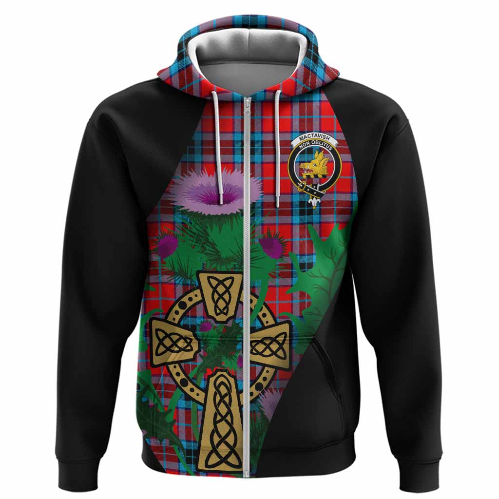 MacTavish (McTavish) Tartan Crest Hoodie Celtic Cross Thistle Flowers