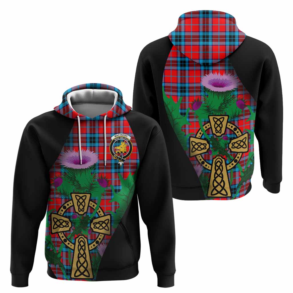 MacTavish (McTavish) Tartan Crest Hoodie Celtic Cross Thistle Flowers