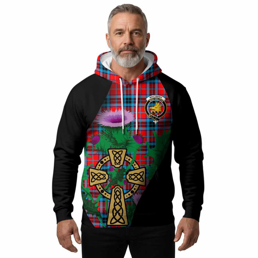 MacTavish (McTavish) Tartan Crest Hoodie Celtic Cross Thistle Flowers