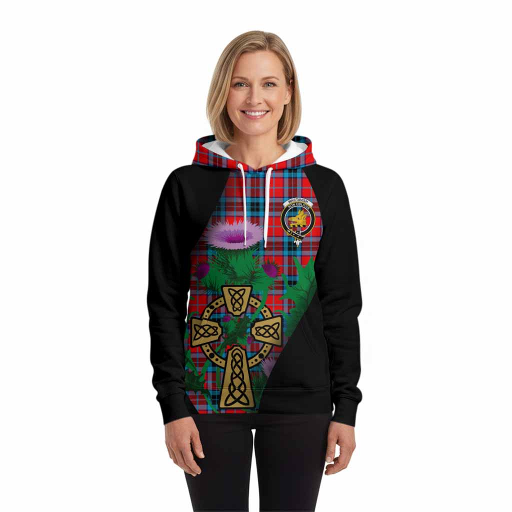MacTavish (McTavish) Tartan Crest Hoodie Celtic Cross Thistle Flowers